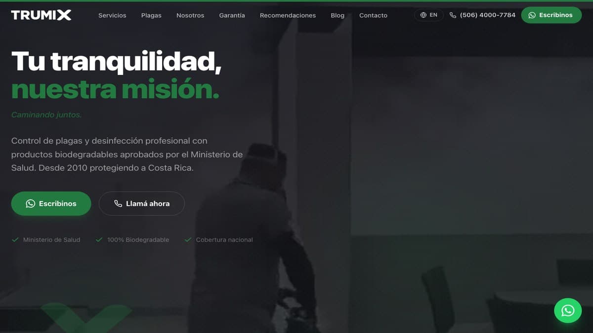 Trumix professional pest-control website